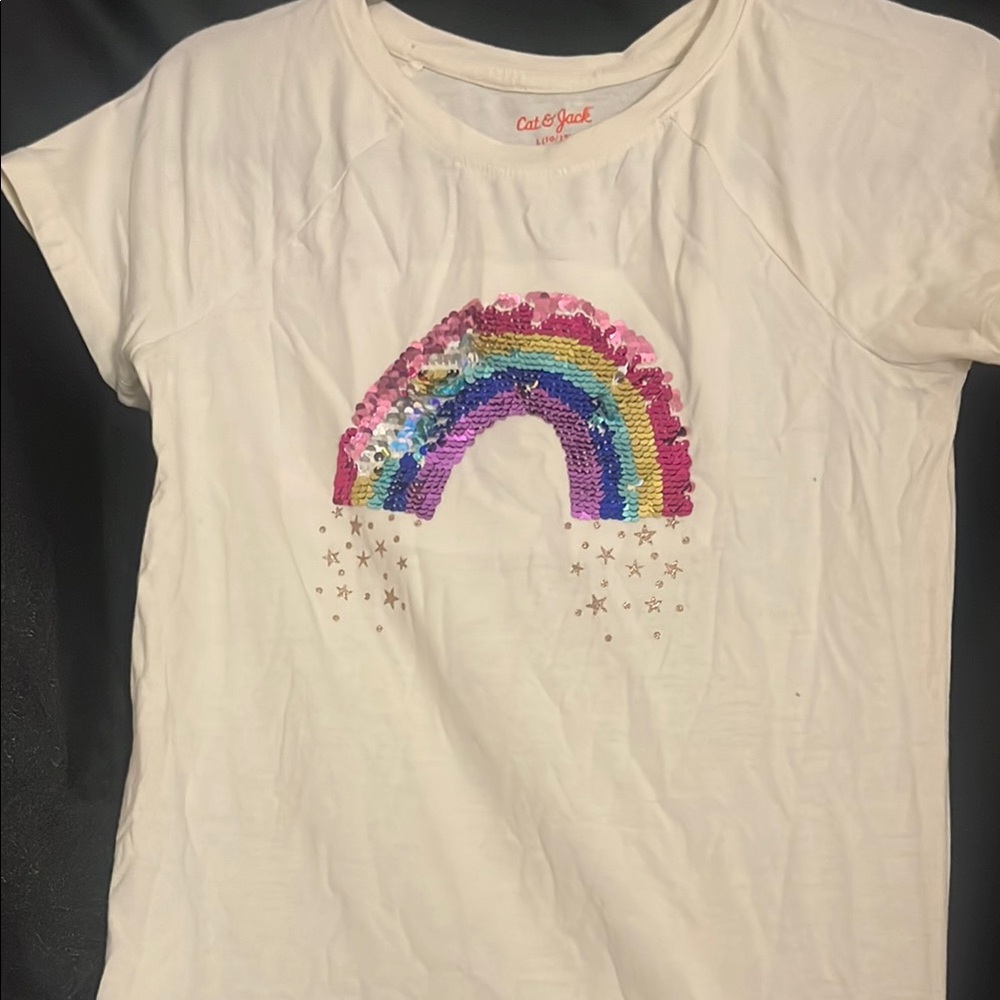 Cat & Jack Kids Rainbow Sequin T-Shirt - White